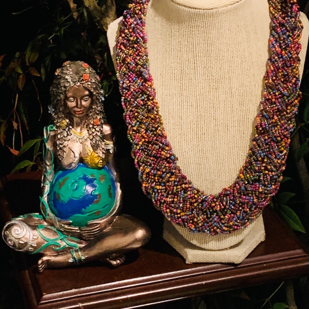 Beautifully Braided Multicolor Bead Necklace - image 5